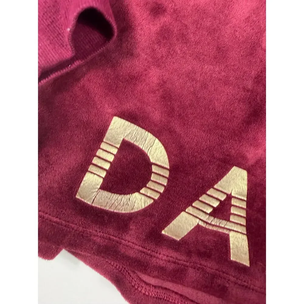 Justice Active Girls Velour Dance Hoodie Jogger Set Burgundy Gold Glitter Size 7